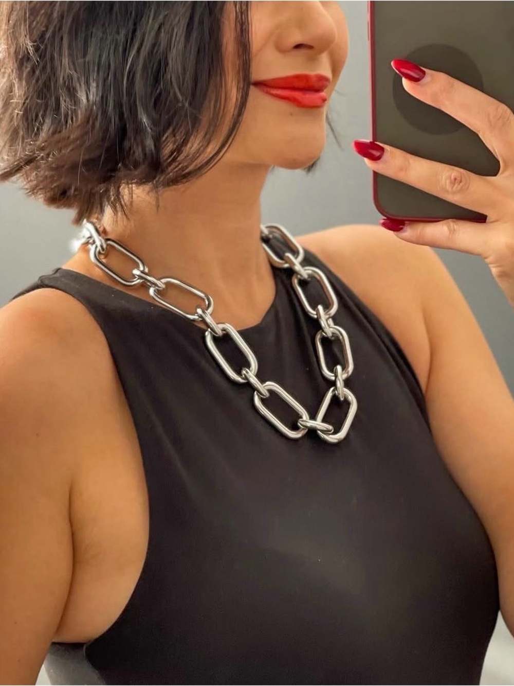 Chunky Silver Chain Necklace - Women Accessories